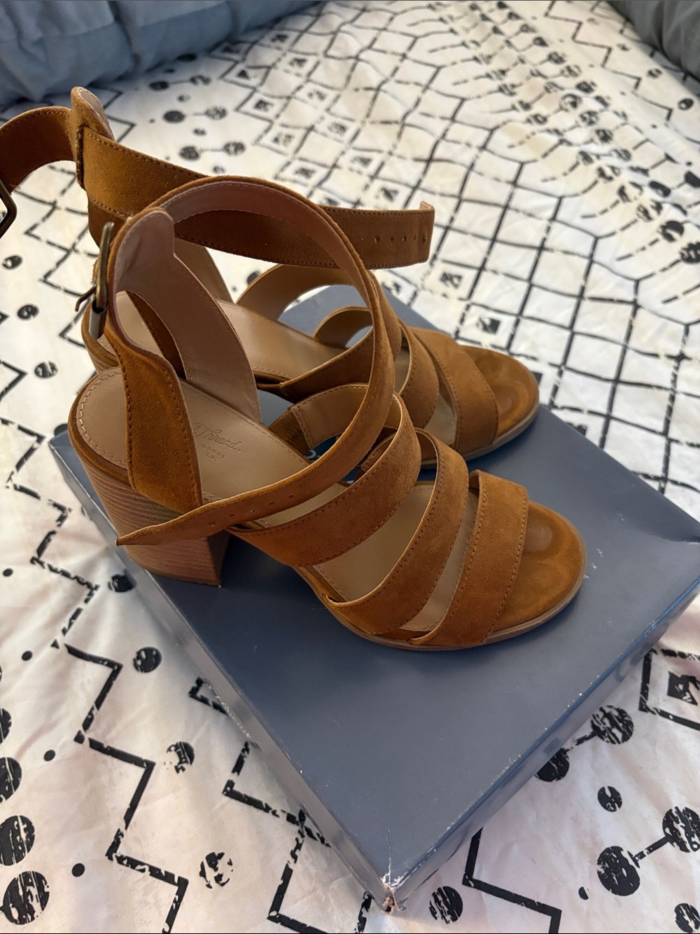 Suede Multi-Strap Block Heel Sandals
